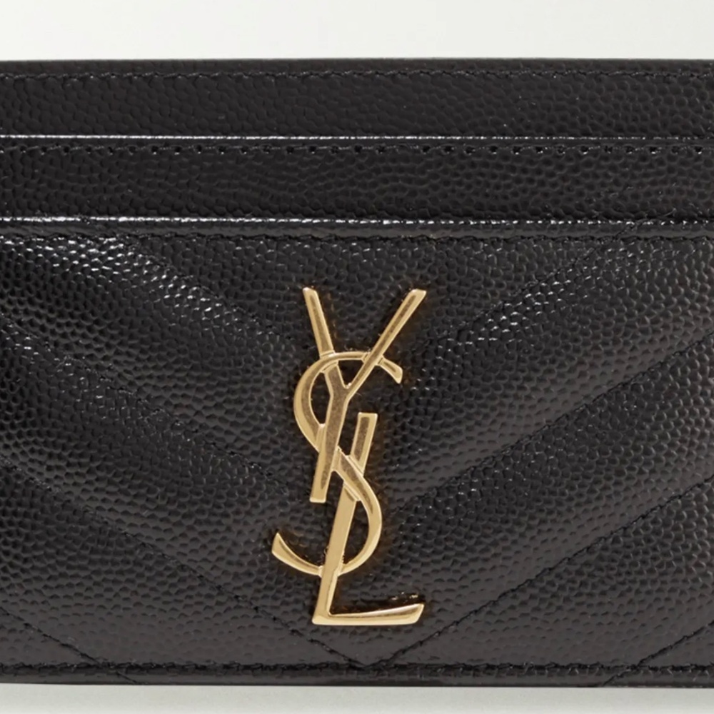 SAINT LAURENT Monogramme quilted textured-leather cardholder